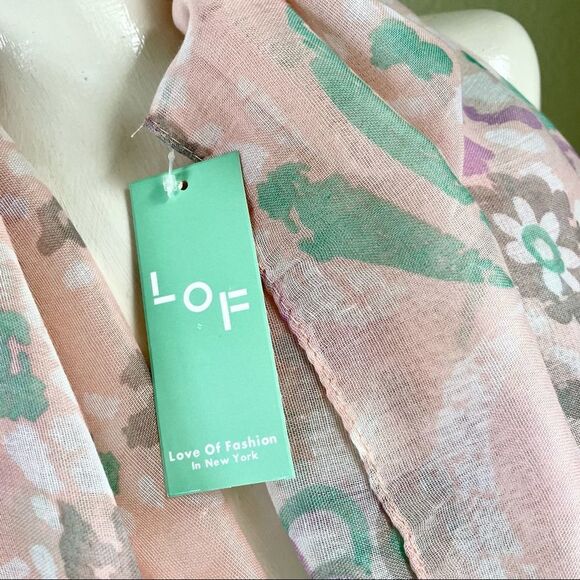 LOF Pastel Floral Infinity Scarf, NWT - Picture 4 of 5